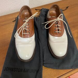Johnston & Murphy Men's Brown and White Oxford Shoes 10.5 with shoe bag